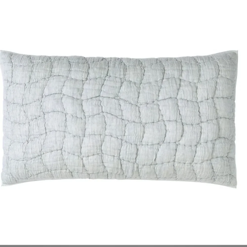 Pottery Barn Cloud Linen Cotton Quilted King Size Sham Chambray NEW WITH TAGS
